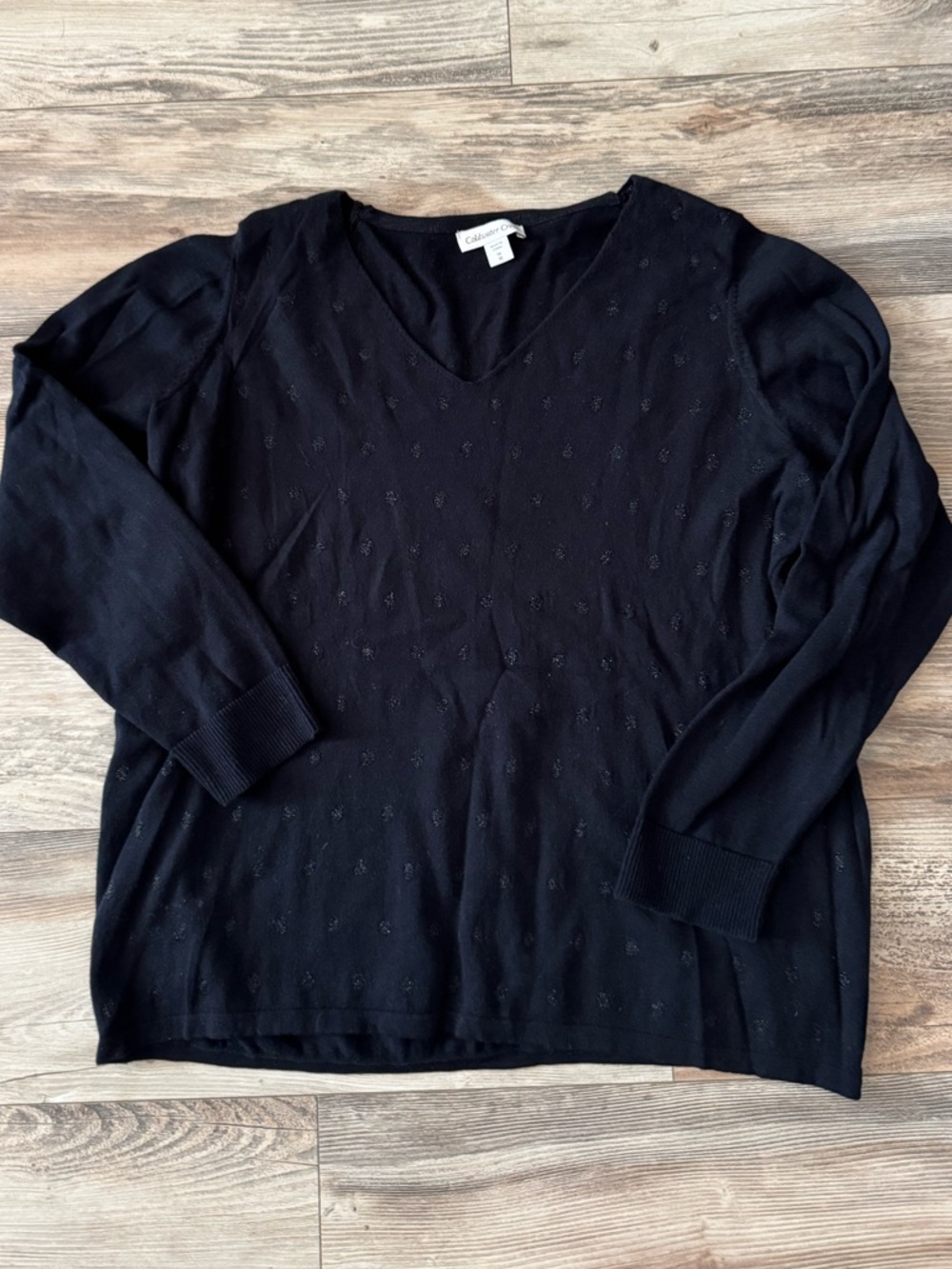 Coldwater Creek V-neck Black Shimmer Sweater 1X